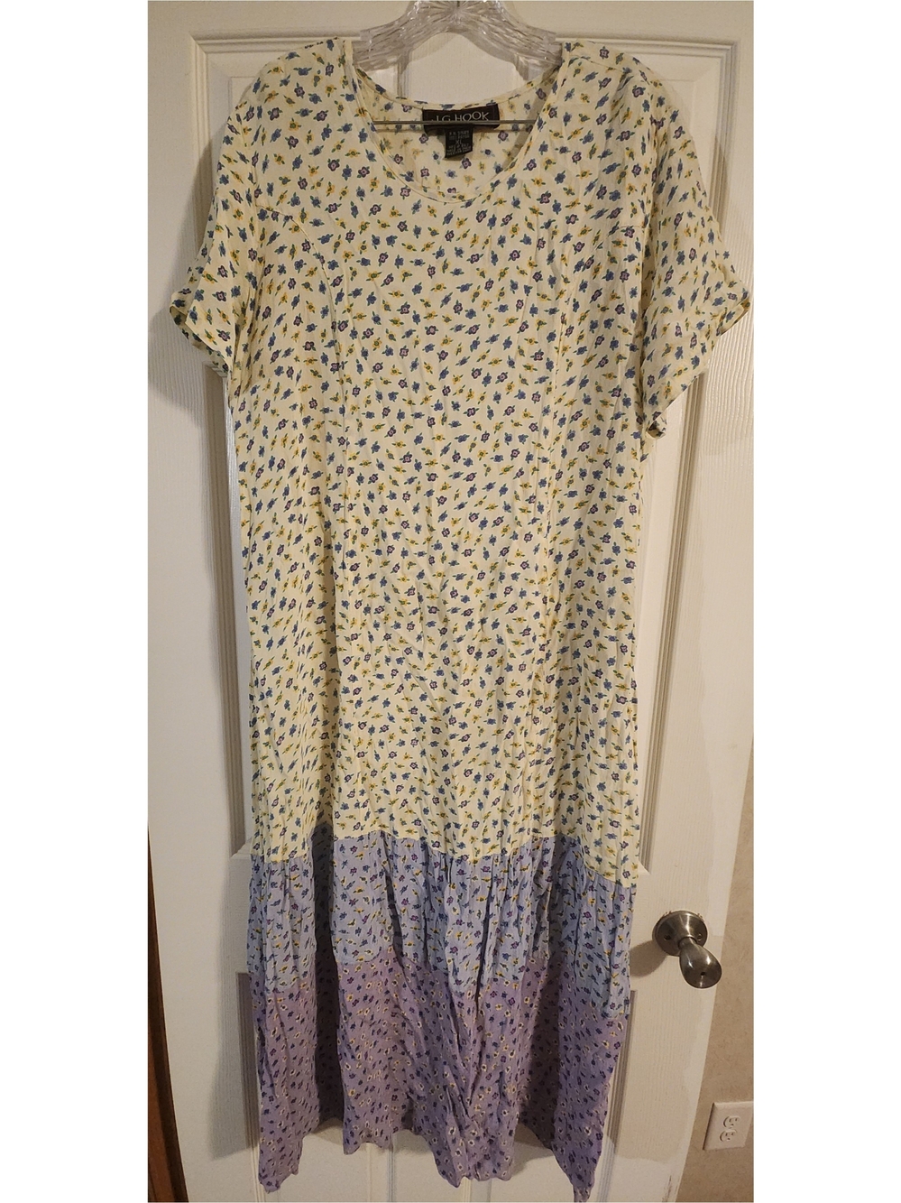 Vintage J.g.hook Yellow and Lavender Floral Maxi Dress